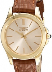 Invicta Women's 15150 Angel 18k Yellow Gold Ion-Plated Stainless Steel and Brown Leather Watch