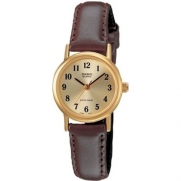 Casio Women's LTP1095Q-9B1 Brown Leather Quartz Watch with Gold Dial