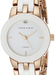 Anne Klein Women's AK/1610WTRG Diamond Dial Rose Gold-Tone and White Ceramic Bracelet Watch