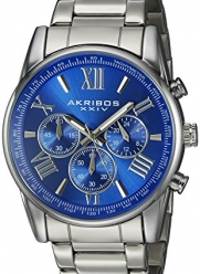 Akribos XXIV Men's AK865SSBU Round Blue Dial Chronograph Quartz Bracelet Watch