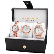 Akribos XXIV Women's AK887RG Quartz Movement Analog Display Rose Gold Tone Watch Set