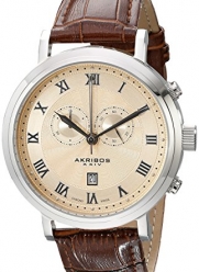 Akribos XXIV Men's AK591SS Swiss Chronograph Leather Strap Watch