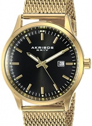 Akribos XXIV Men's AK901YGB Stainless Steel Three Hand Watch