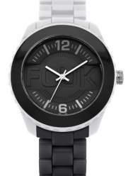 French Connection Men's Quartz Watch with Black Dial Analogue Display and Grey Plastic or PU Bracelet FC1128WB