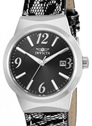 Invicta Women Angel Leather Strap Waterproof Quartz Watch 17298 Silver/Black