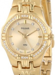 Pulsar Women's PTC390 Crystal Accented Gold-Tone Stainless Steel Watch