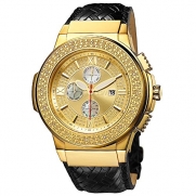 JBW Men's JB-6101L-J Saxon Gold Braided Leather Diamond Watch