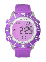 Nautica Unisex N09931G NSR 100 Fashion Digital Watch with Purple Silicone Band