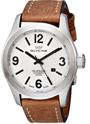 Glycine Incursore Automatic Stainless Steel Mens Strap Watch Silver Dial Calendar 3874.11-LB