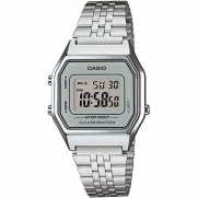 Casio Ladies Mid-Size Silver Tone Digital Retro Watch LA-680WA-7DF