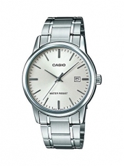 Casio #MTP-V002D-7A Men's Standard Analog Stainless Steel Date Silver Dial Watch