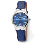 Swisstek SK21608G Limited Edition Diamond Watch With Blue Dial, Leather Strap And Sapphire Crystal